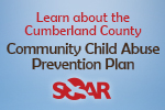 Learn about the Cumberland County Community Child Abuse Prevention Plan. Super hero child image and SOAR logo.